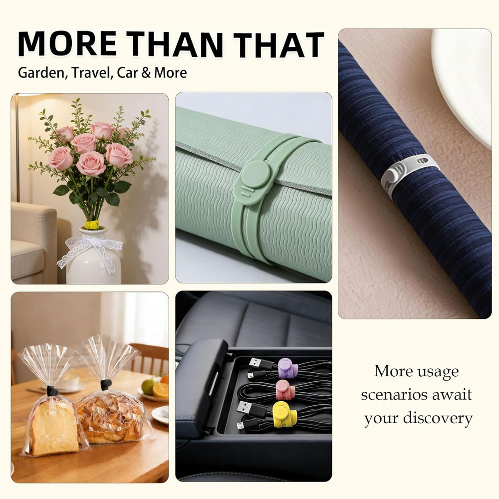 Silicone Cable Ties Reusable, Multipurpose Cable Management Organizer, Adjustabl