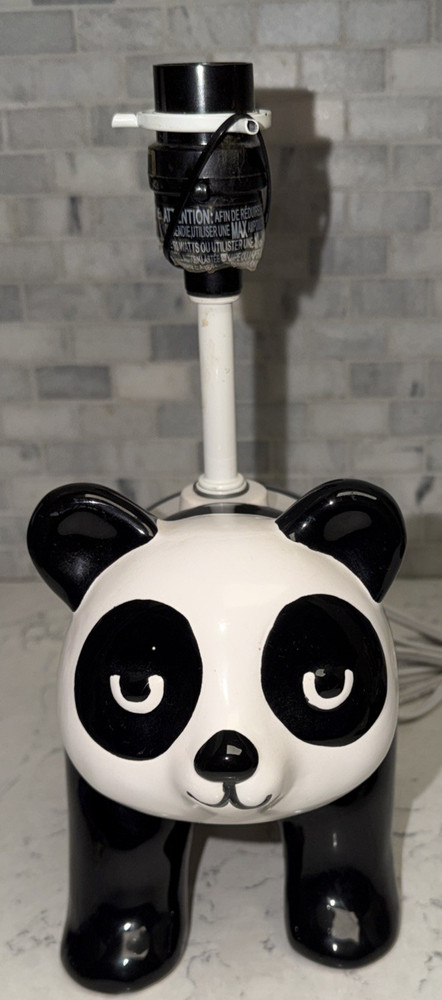 Cute Ceramic Panda Bear Table Lamp - Black & White Nursery Decor Night Light