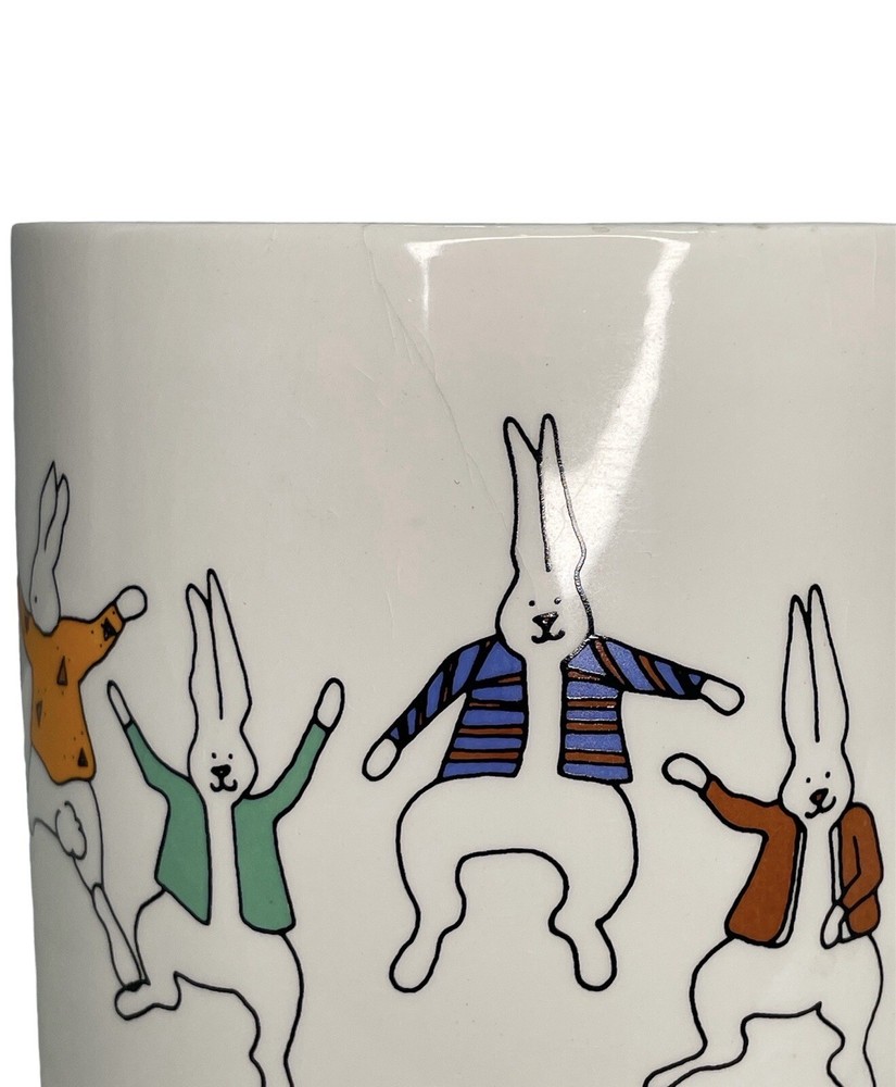 Dancing Bunnies Ceramic Planter Easter MADCO