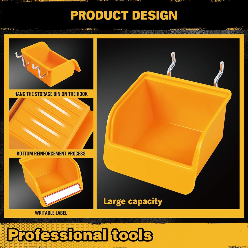 12 Pack Pegboard Bins Kit Storage Tool Workbench Bins Hardware Organizer