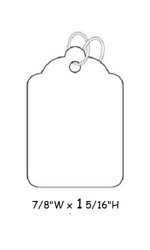 1000 White String Tags Strung 7/8" W x 2" H Blank Merchandise Strings # 3