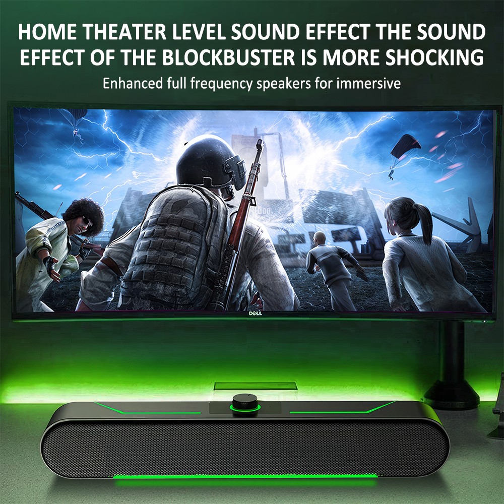 LED Computer Speaker Bluetooth Wired USB-Powered Sound bar for PC Desktop Laptop