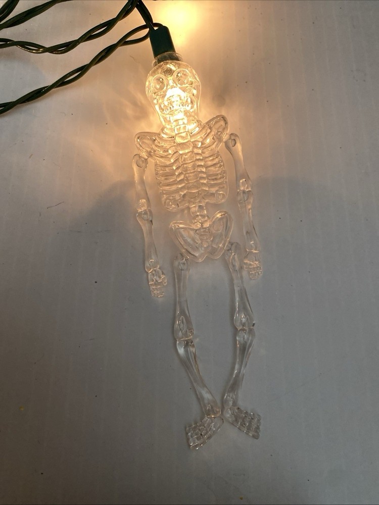 New (10) Spooky Halloween Clear Skeleton String Light Covers With Light Strand
