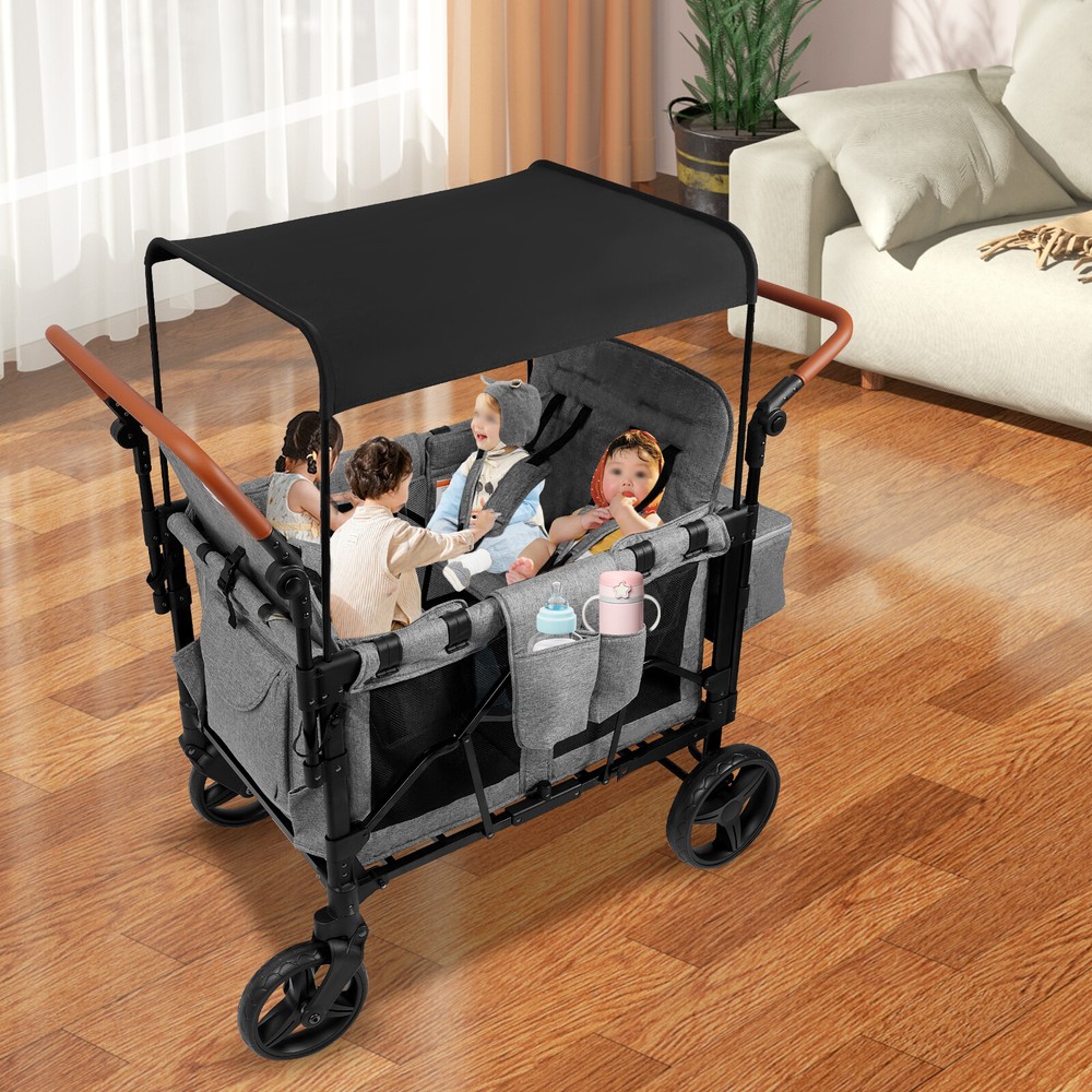 High Seat Stroller Wagon Wagon Cart Featuring Push Bar Wagon Stroller Freestand