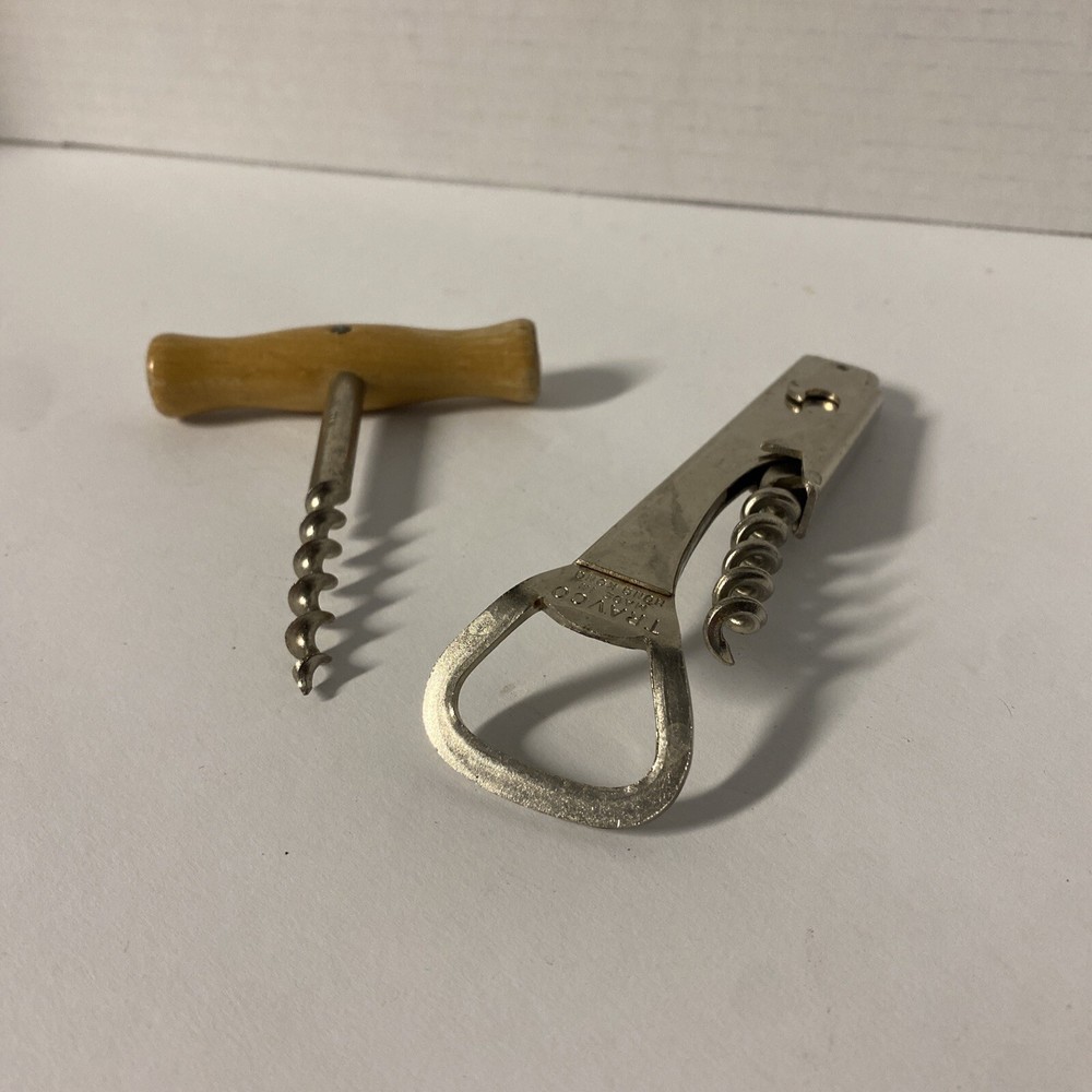 Two Vintage Corkscrew Bottle Openers