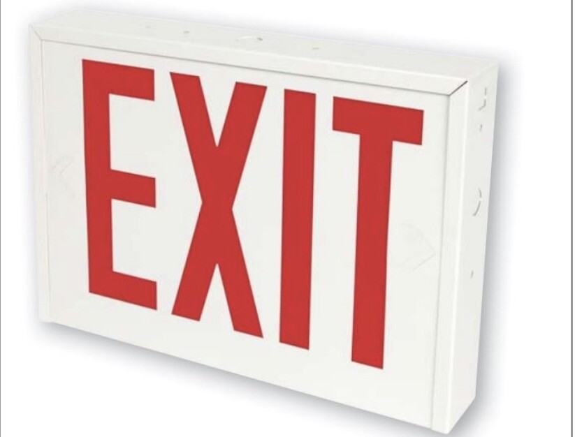 Exit Sign Universal Single/Double Face Red Letters White Housing Battery Backup