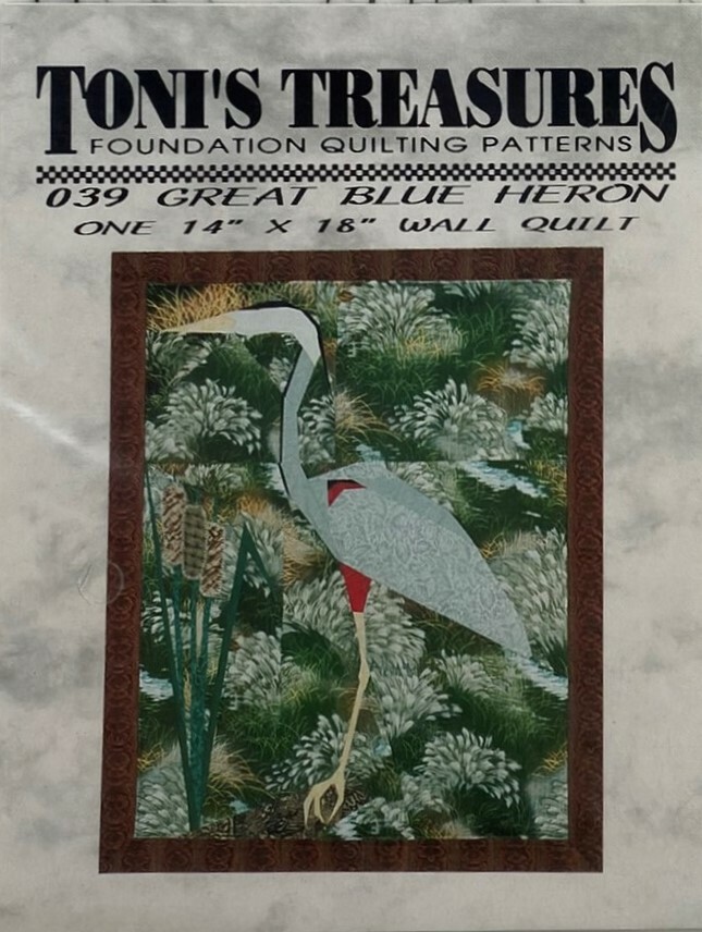 Toni's Treasures Quilting Patterns Great Blue Heron, 14"x18" Wall Quilt