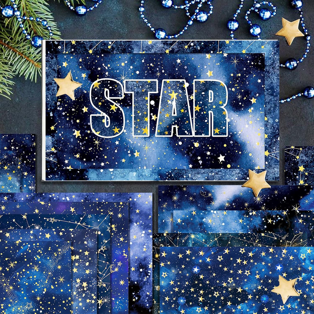 24 Sheets Galaxy Scrapbook Paper 12'' × 12'' Double-Sided Starry Sky Pattern Pap