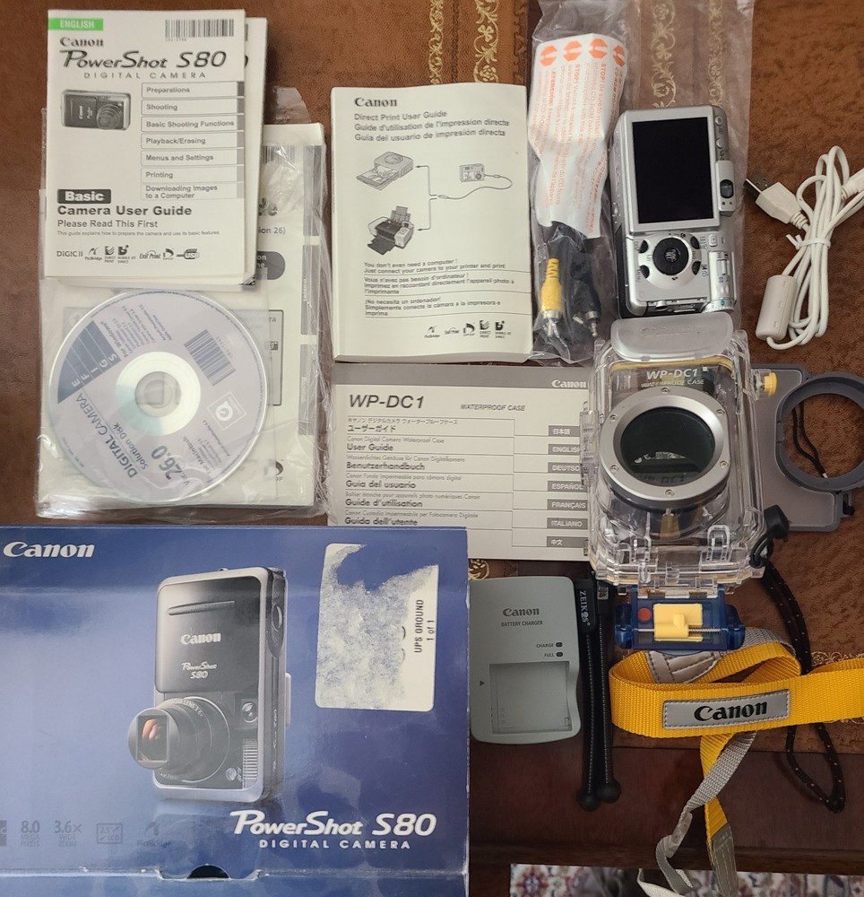 Canon PowerShot S80 Digital Camera & Water Proof Case 130 FT
