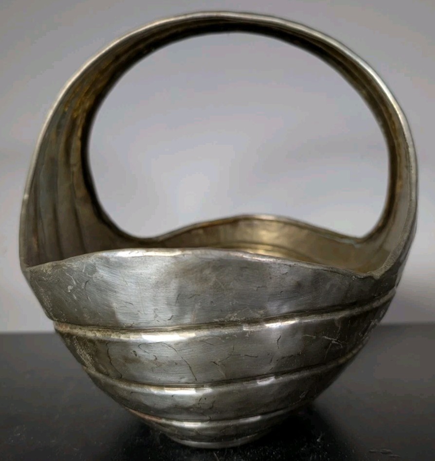 Handcrafted By Goldinger Silversmiths Basket Hammered Pattern Beautiful