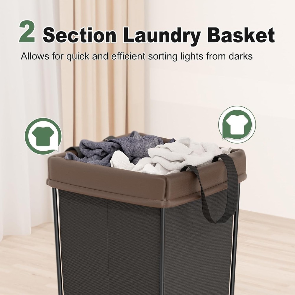 320L Laundry Hamper W/ Wheels 3 Section Large Rolling Laundry Basket Bag