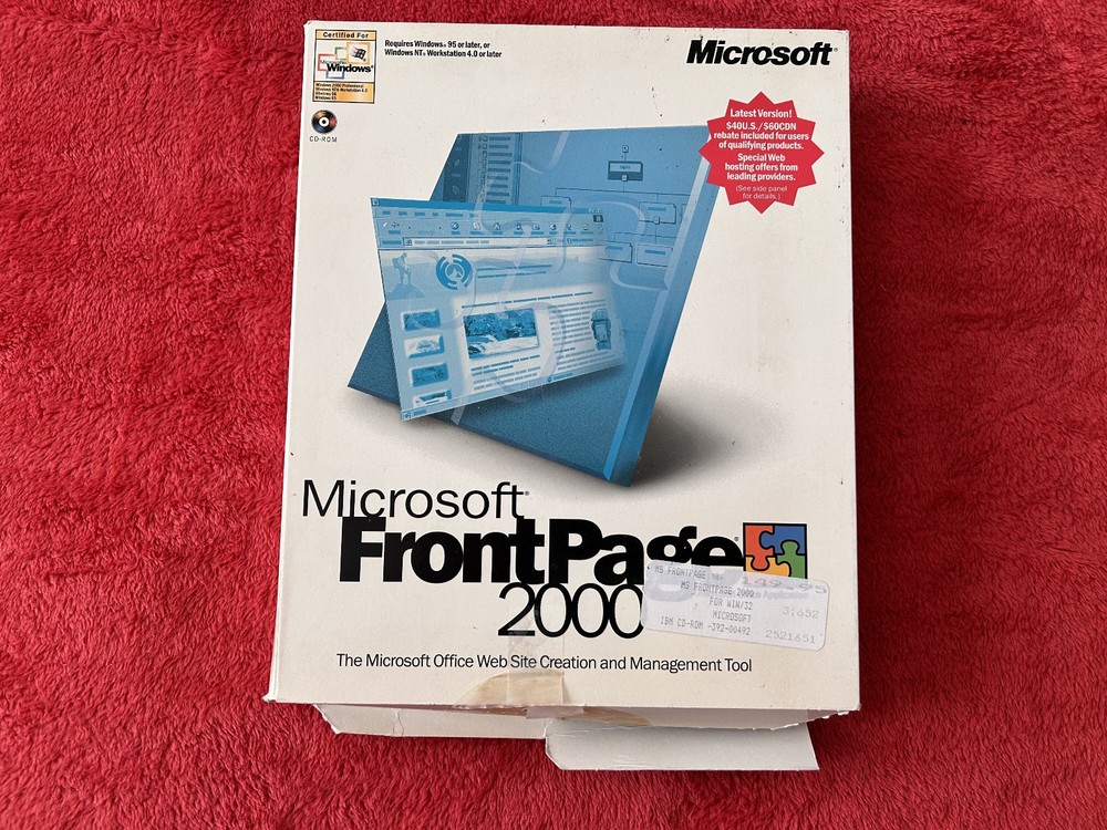 Microsoft Front Page 2000 (CD) for Windows 98 NT | web design tool w PRODUCT KEY