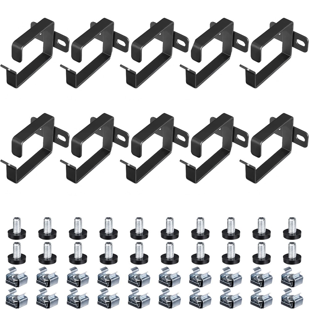kwmobile Server Rack Cable Management D-Ring Hooks (10 Pieces) 10x 6cm, Black