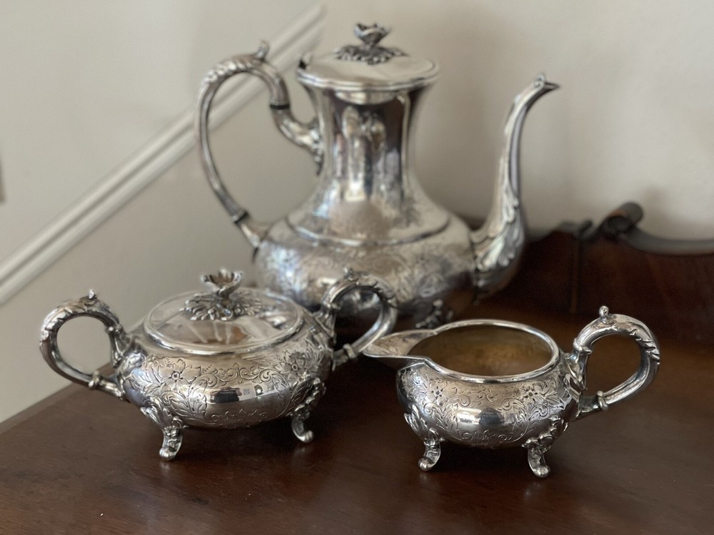Antique 3 Piece Silver plate Coffee Set