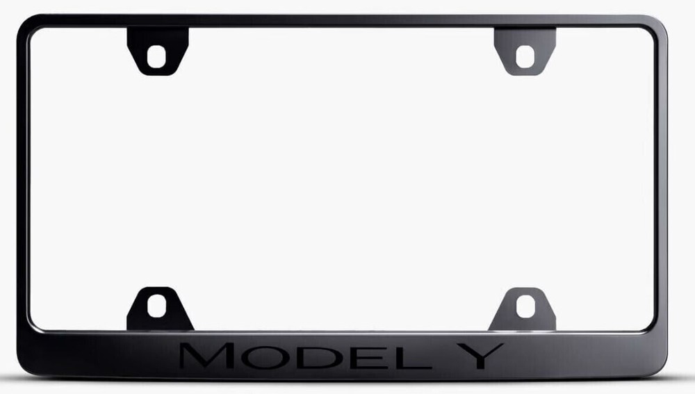 Black Tesla Model Y Satin  License Plate Frame BLACK ON BLACK