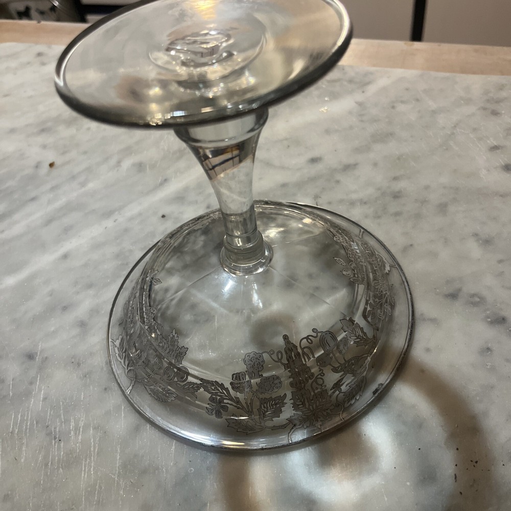 vintage sterling silver overlay fruit pattern stemmed bowl 6 inch