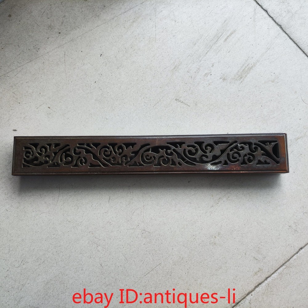 Chinese Antique Bronze Hollow Rectangular Recumbent Incense Burner