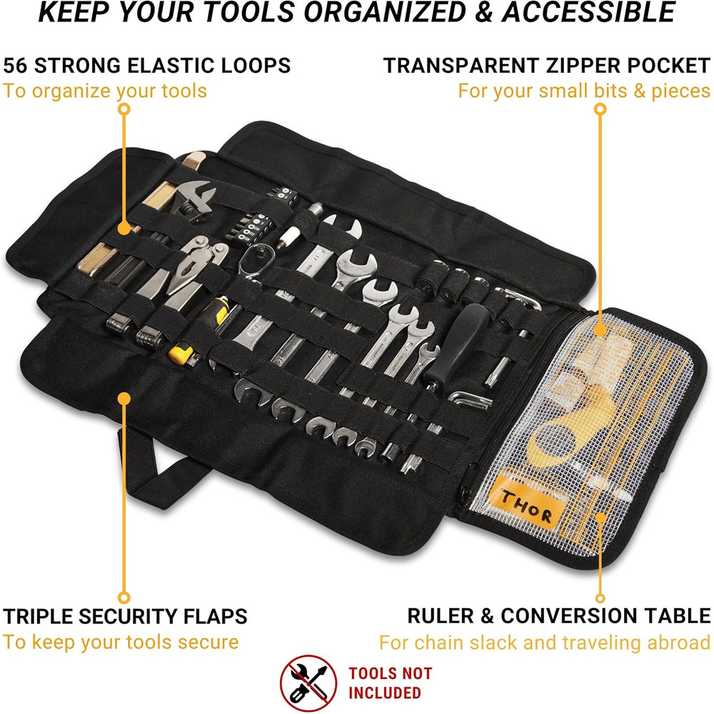 Motorcycle Tool Roll Bag Tools NOT Included - Small Tool Bag Roll up Tool Bag O