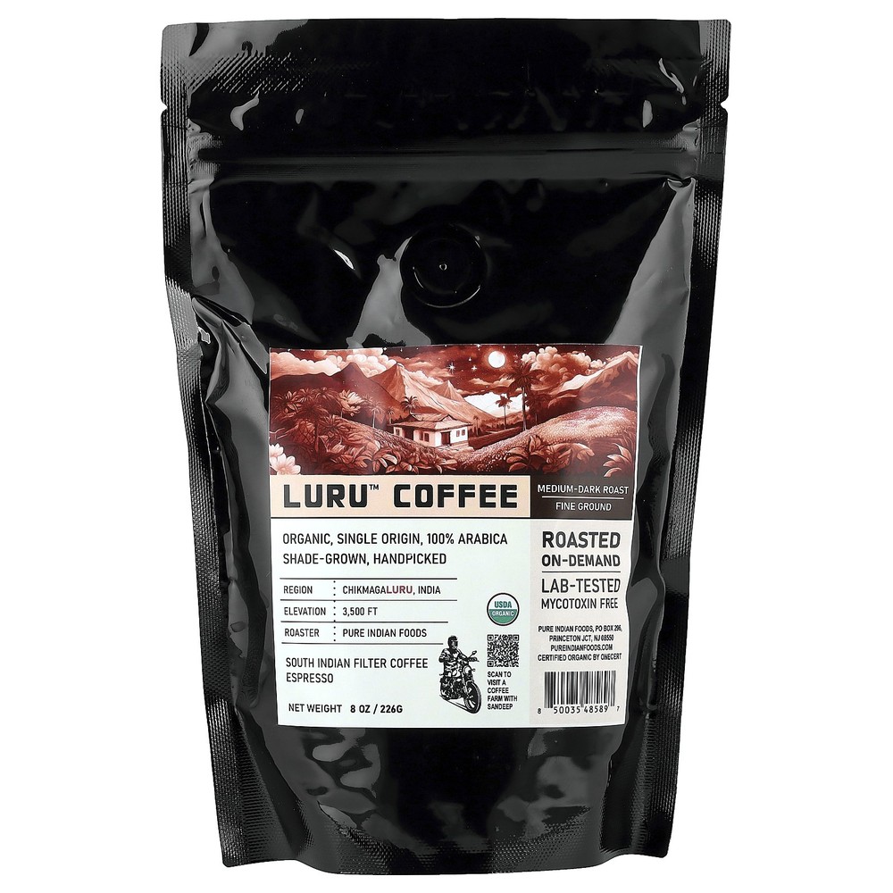 Luru™ Coffee, Fine Ground, Medium-Dark Roast, 8 oz (226 g)