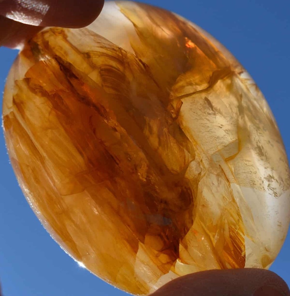 Yellow Hematoid Quartz Palm Stone #11