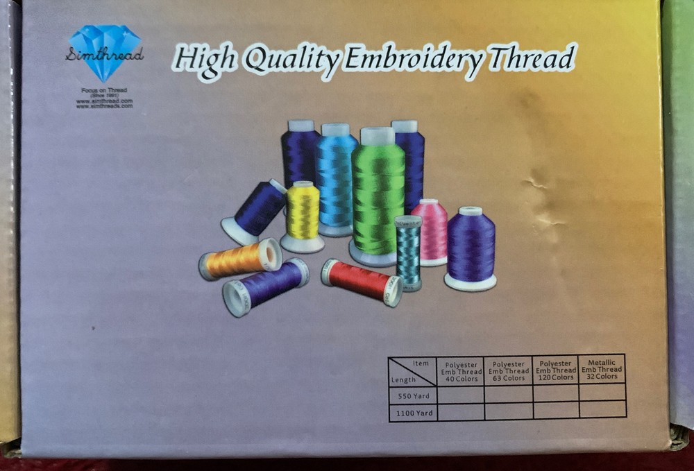Simthread Lilac 612 white ￼6 Pack 5500y Polyester Embroidery Sewing Thread White