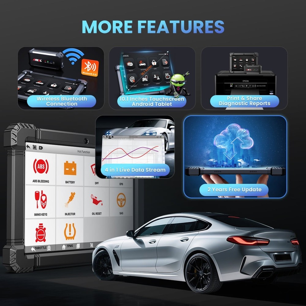 ANCEL X7 OBD2 Scanner Bluetooth Diagnostic Bidirectional ECU Coding DPF TPMS OIL