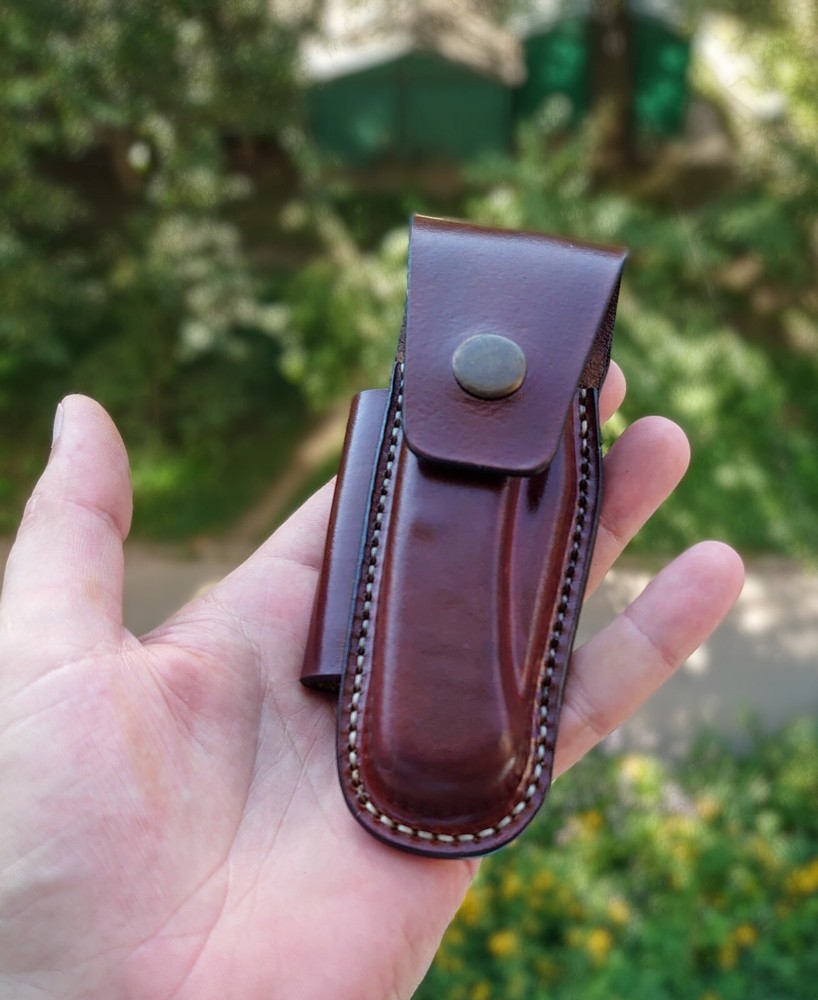 Horizontal scabard leather sheath for buck 110 Folding Hunter
