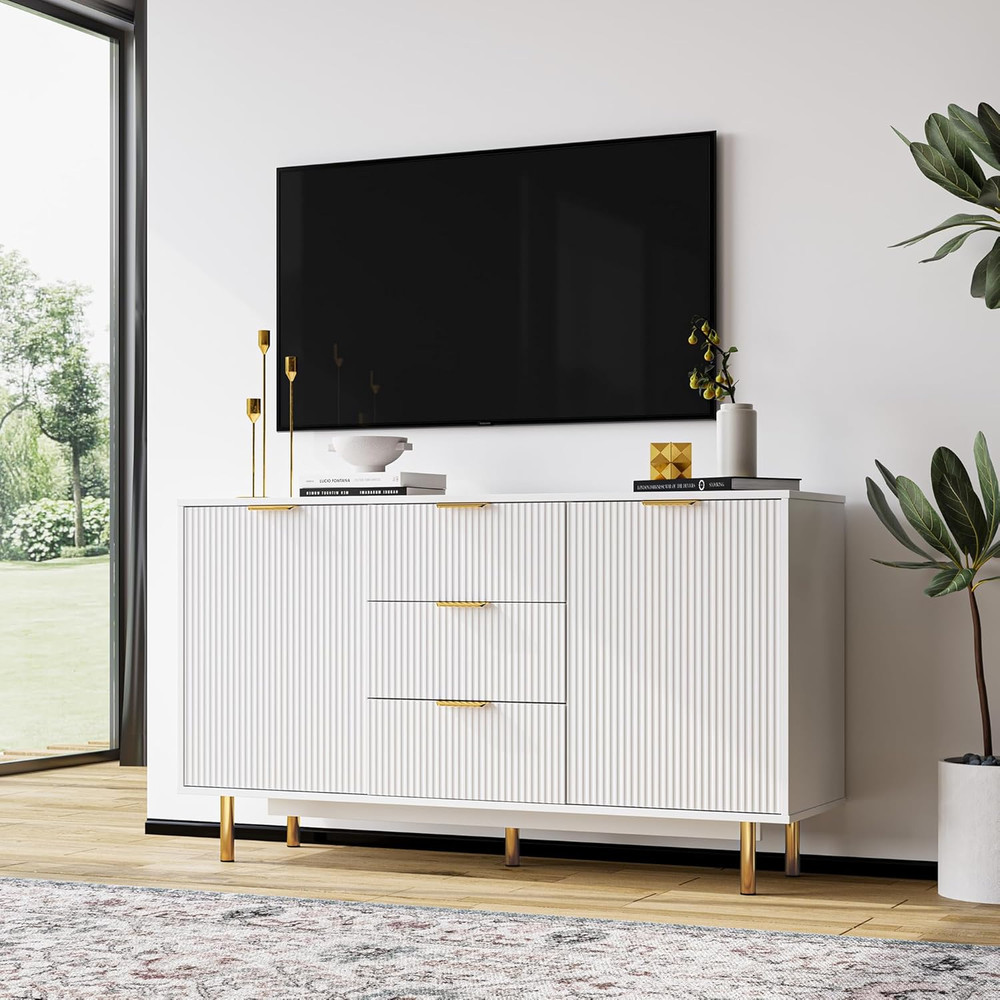 Modern 55" Sideboard Buffet Cabinet with Storage, White