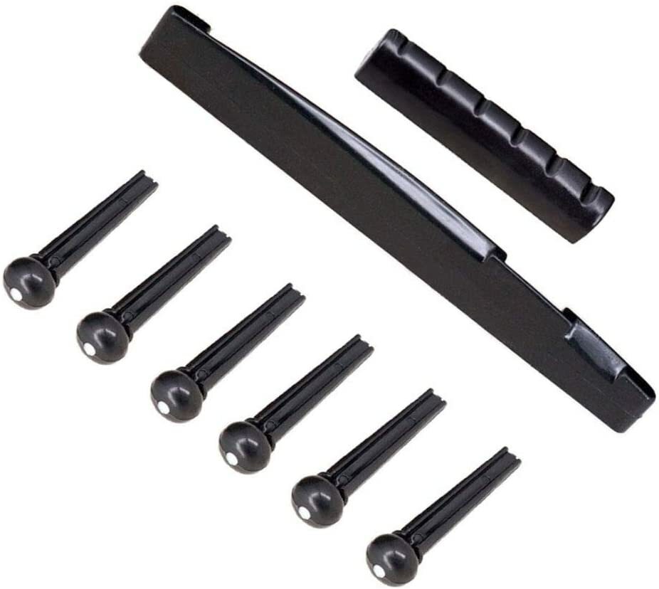 6 String Acoustic Guitar Bone Bridge Pins With Saddle And Nut ABS