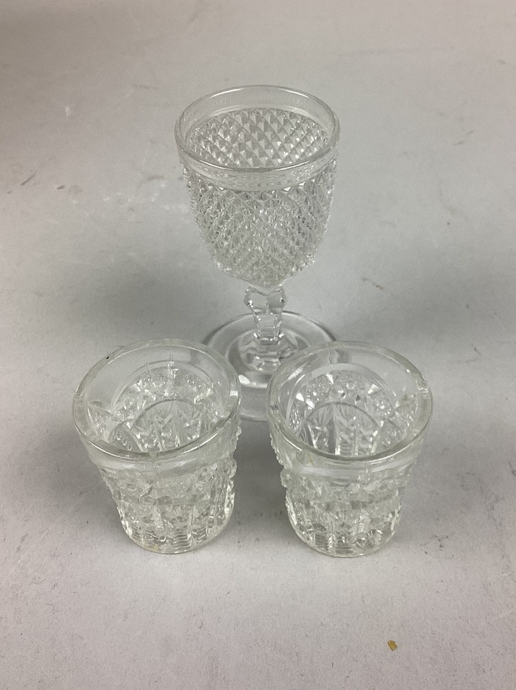 Clear Vintage Goblet And 2 Shot Glasses