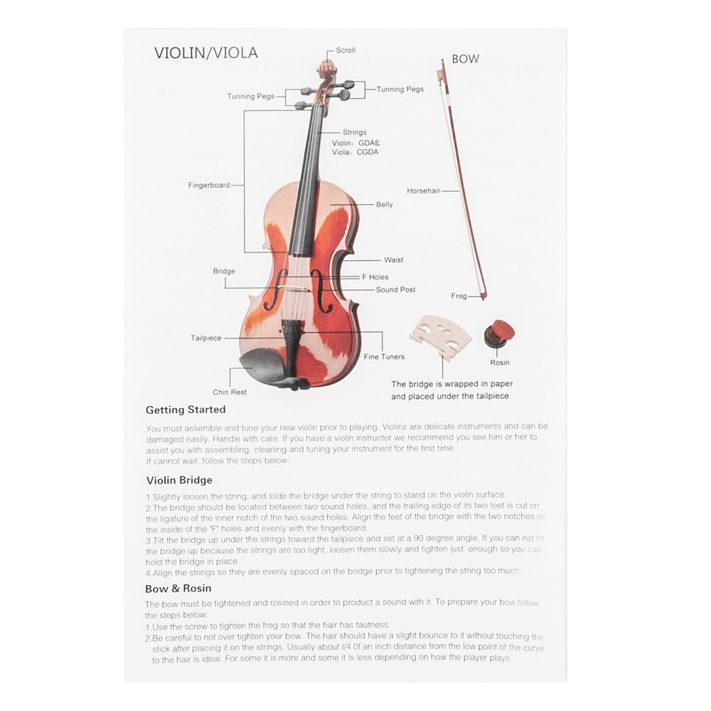 4/4 Spruce Violin Set, Matte Natural, with Case & Accessories