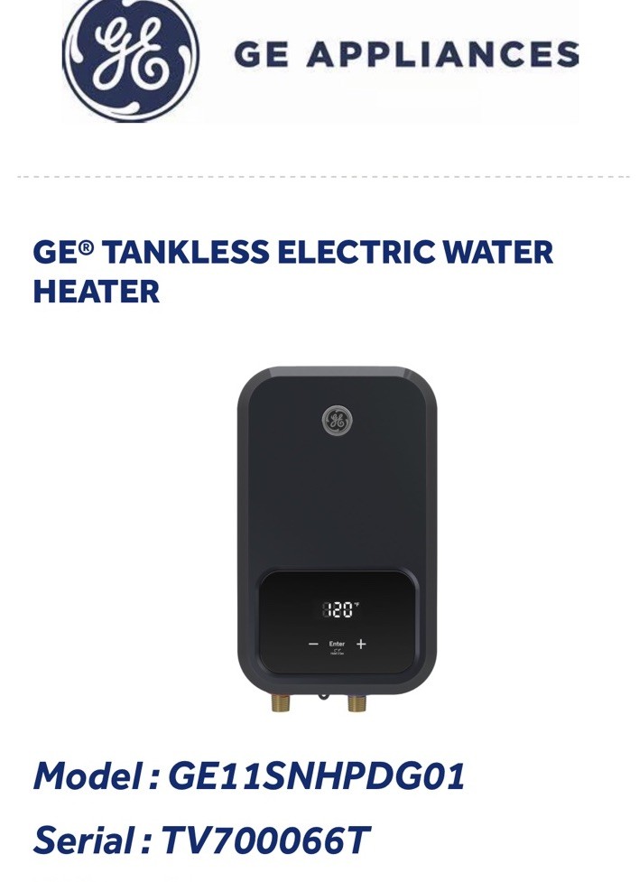 GE 8kW Tankless Electric Water Heater 240V Digital Control Open Box