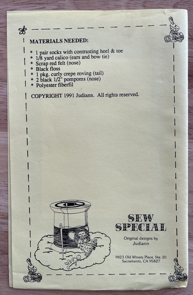 Sew Special 13” Sock Hopper Bunny Pattern by Judiann