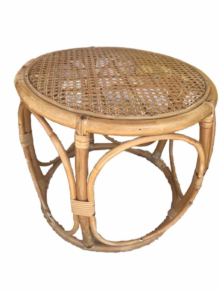Mid Century RATTAN CANE STOOL Side Table Boho Chic Stool CLASSIC Design💕