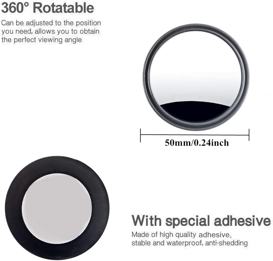 2 Pcs Blind Spot Mirrors 2" Round HD Convex Black