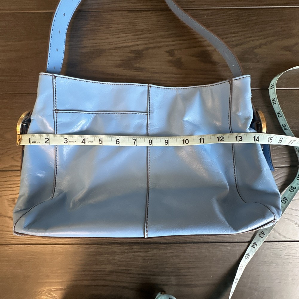 Hobo Genuine Leather Shoulder Bag With Adjustable Strap Sky Blue