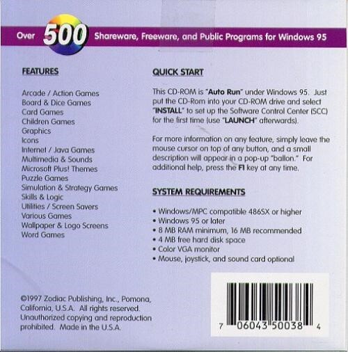 Wintainment 500 (500+ Programs) CD-ROM for Windows - NEW CD in SLEEVE