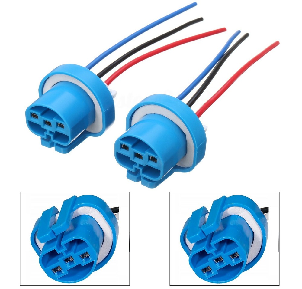 Wire Pigtail Female P 9004 HB1 Head Light Two Harness Bulb Socket Connector Plug
