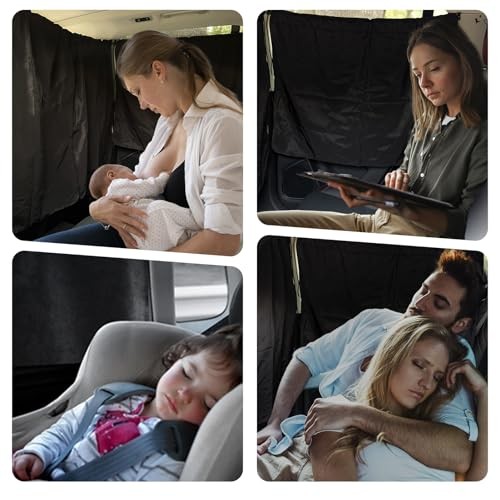 4 Pcs Lager Double Layer Thickened Car Curtains Set, 98% Light Large 4 PCS