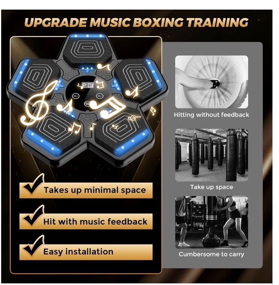 Bluetooth Music Strike Pad with LED Display, Adjustable Height, Hit-Resistant