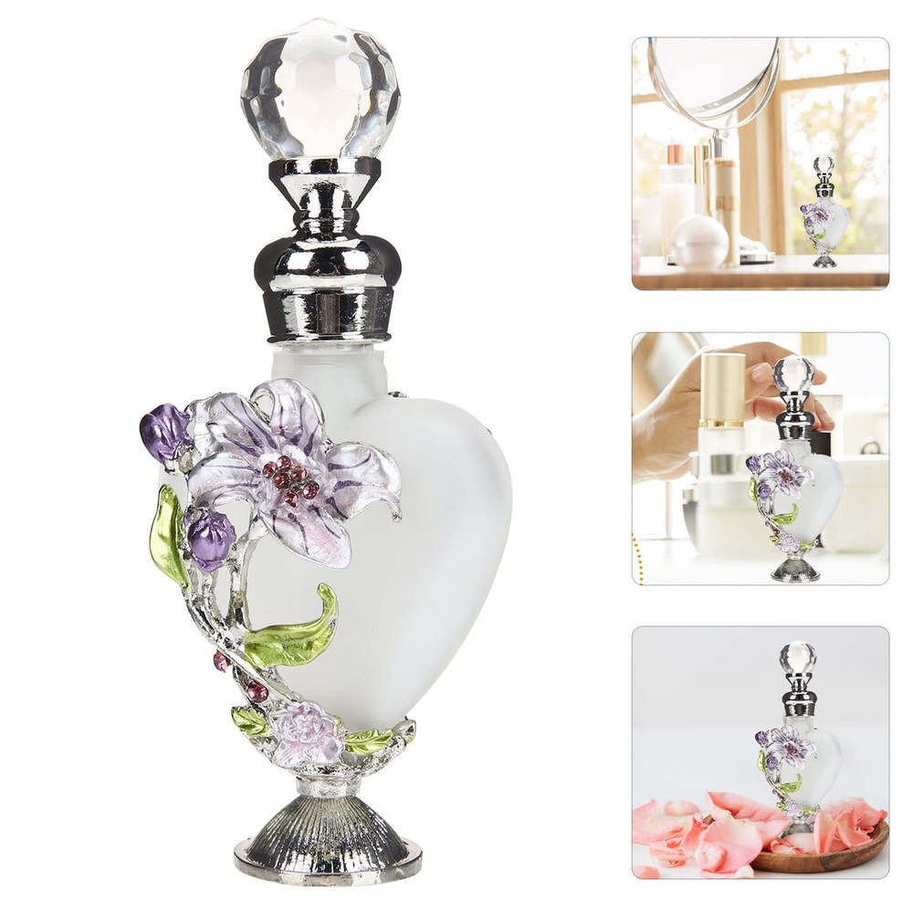 Antique Crystal Perfume Bottle Decorative Refillable Empty Fragrance Bottle S...