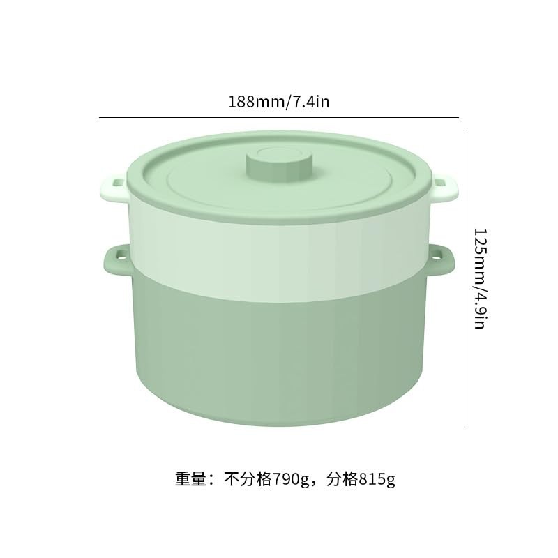 2-Tier Silicone Microwave Steamer, Divided Compartments with Lid, Stackable F...