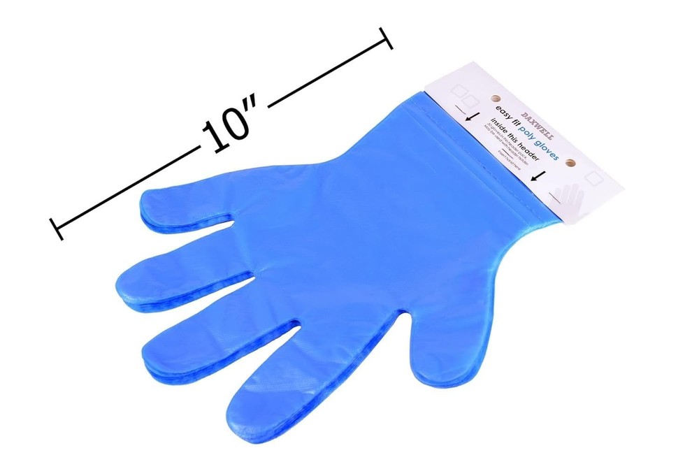 1,000 Blue, Easy-Fit, Food Prep, Poly, Header Gloves With Wall Mount