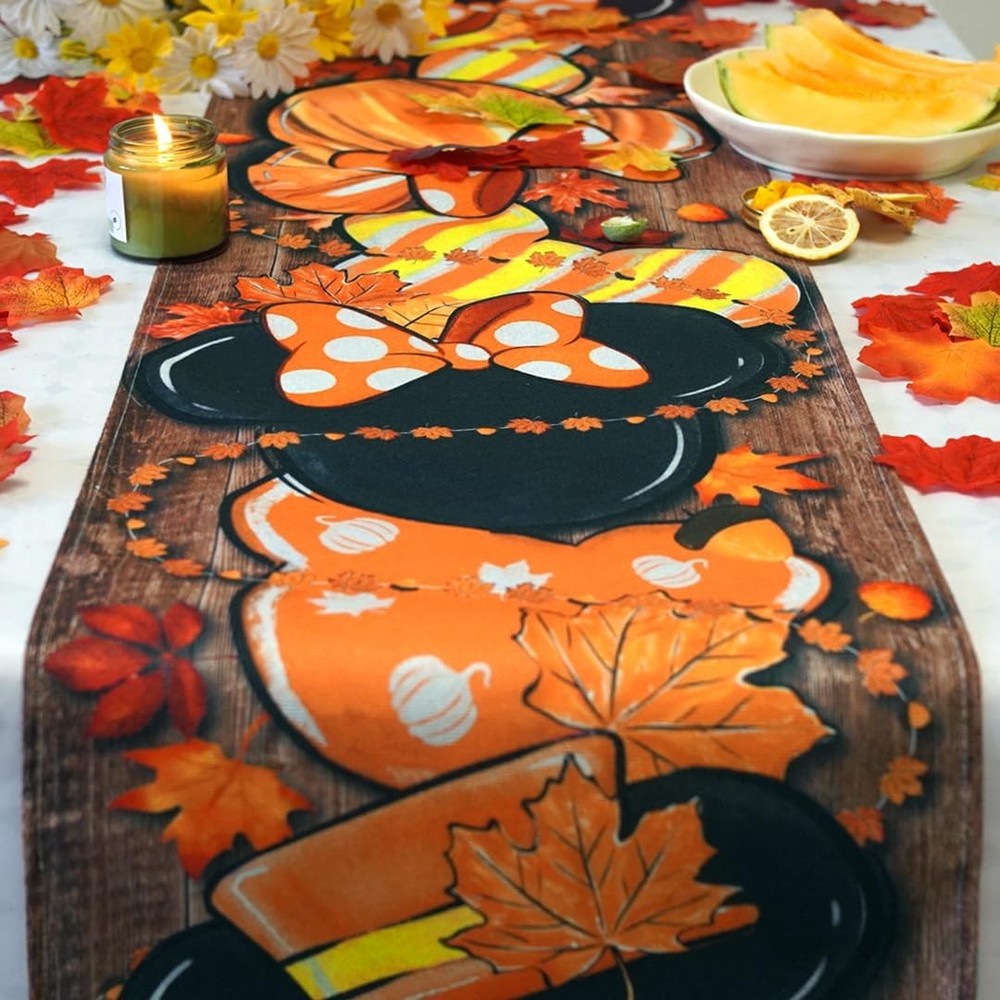 Fall Table Runner Cartoon Mouse Tablecover Autumn Mouse Table Runner Fall Aut...