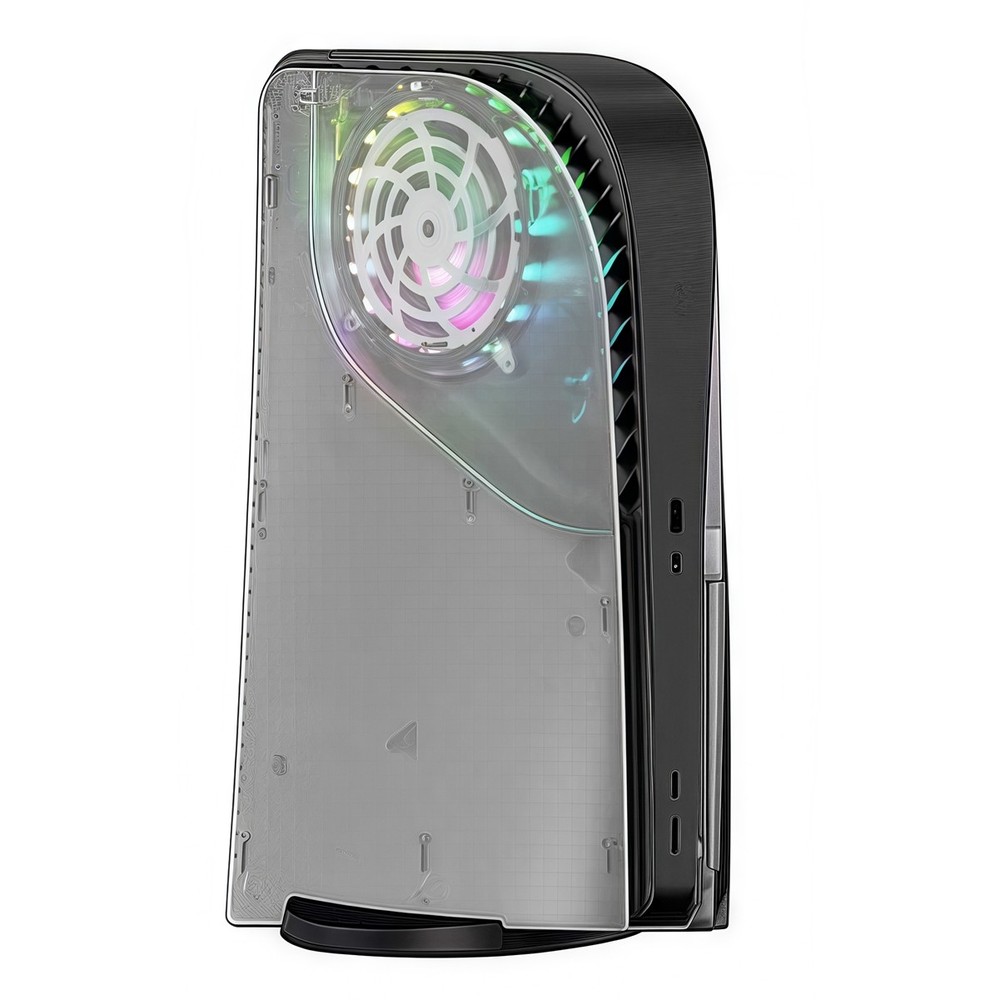 RGB Light Ring & Transparent Replacement Shell for PS5 Disc Edition Console