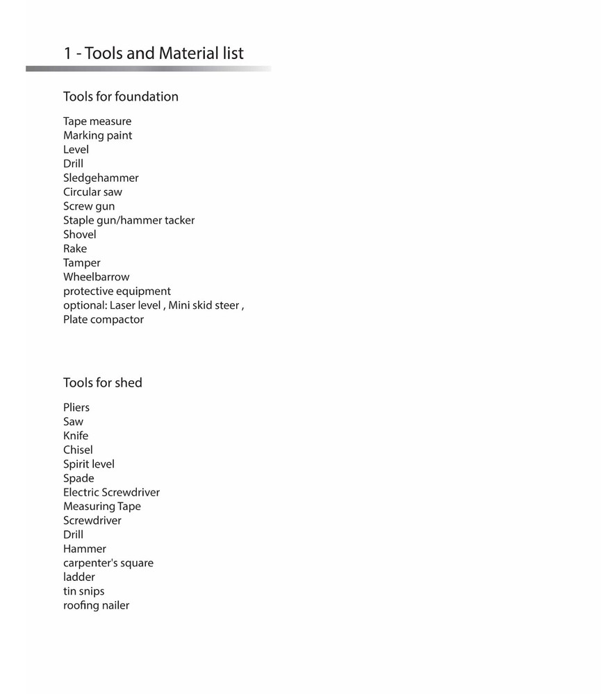 DIY Building Plans for 12'x6' Storage Shed - 32 Sheets, Tools & Materials List