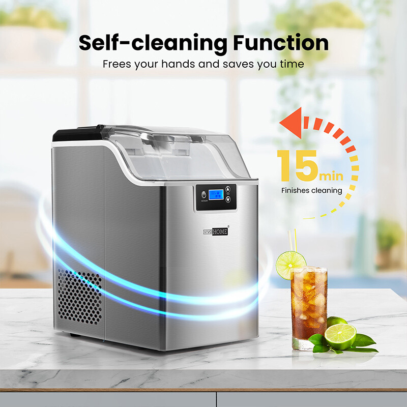 44lbs/Day Electric Chewable Nugget Ice Cube Maker Machine Self-Clean Function