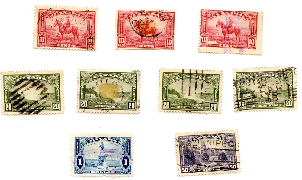 Canada KGV Scroll Issue High Value Stamps 10c–$1 Used Collection