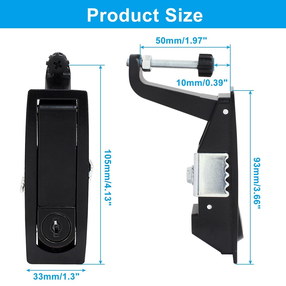 Compression Latch Lock 2 Pcs Zinc Alloy Adjustable Lever Raised Trigger Black