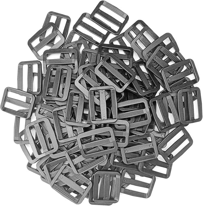 200Pcs 1 Inch Plastic Tri-Glide Slides Buckles,Adjustable Webbing Strap Triglide